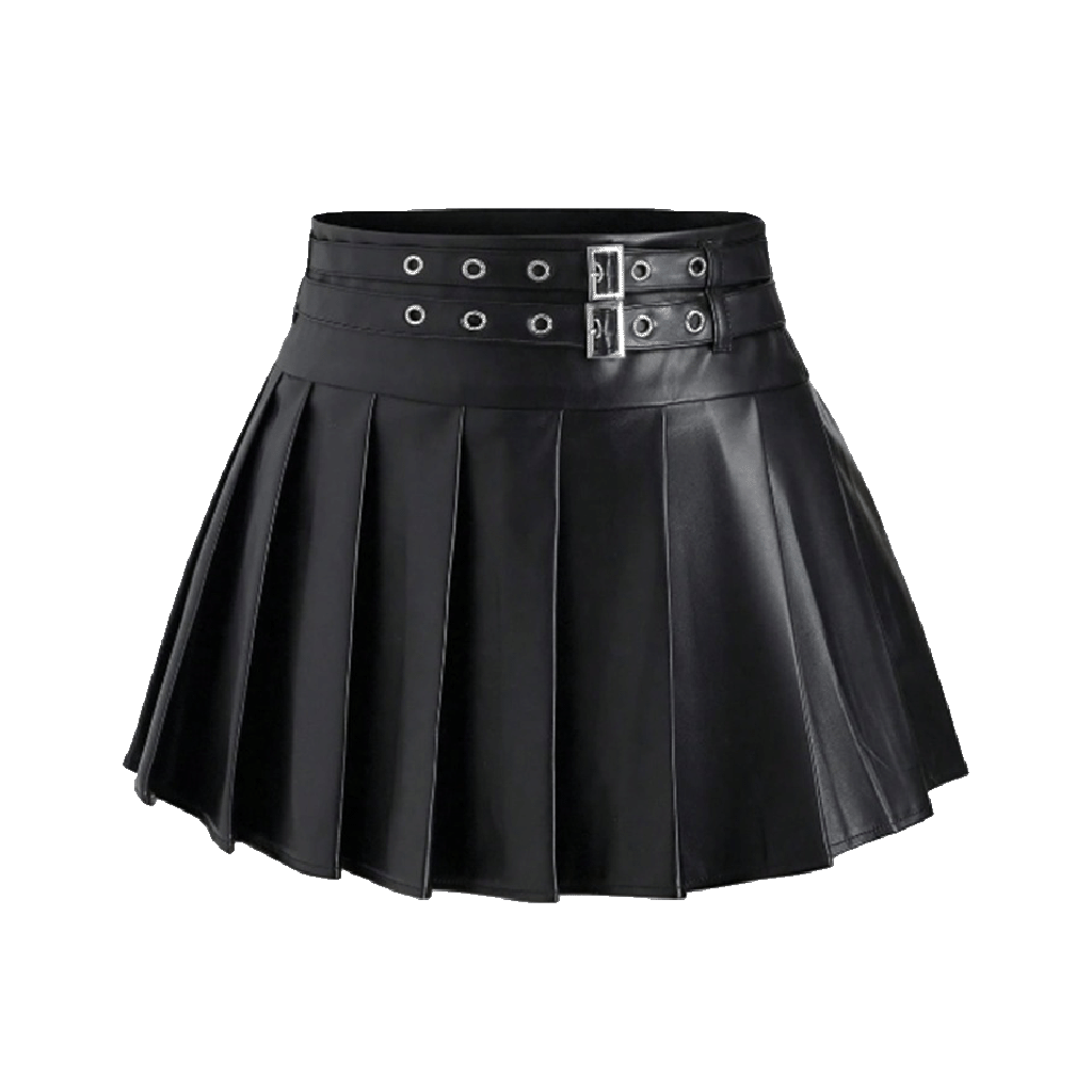 Subcul High-Waisted Leather Pleat Mini-Skirt