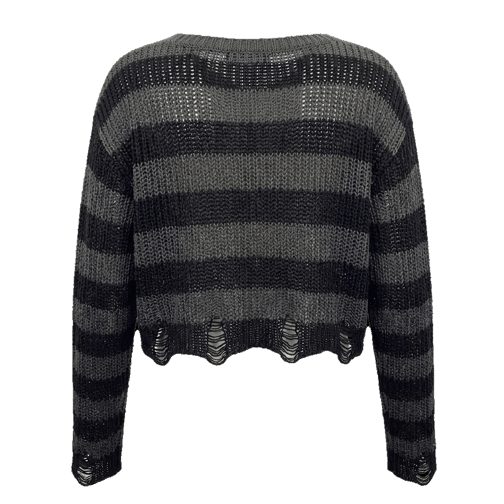 Subcul-Dark Cropped Striped Sweater
