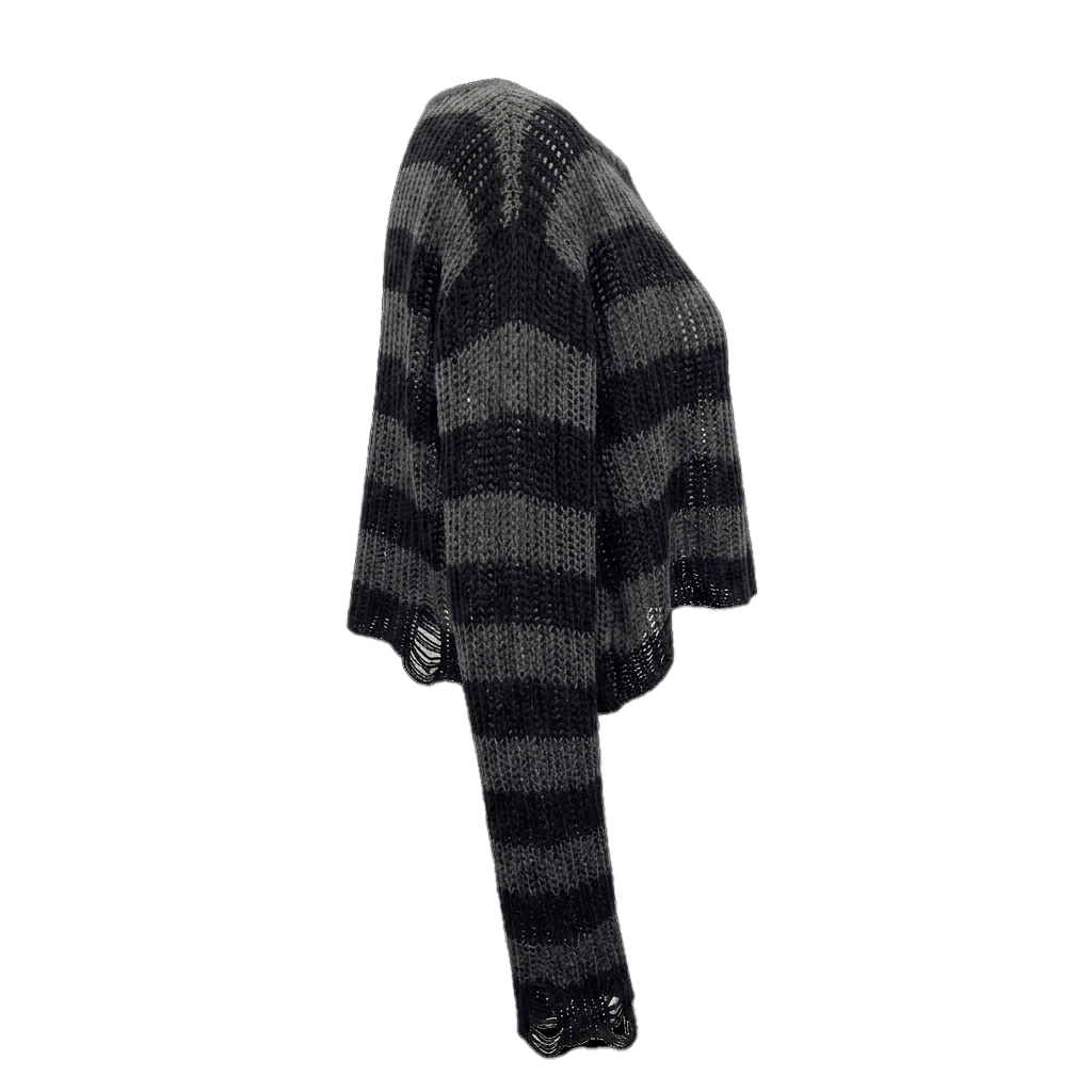 Subcul-Dark Cropped Striped Sweater